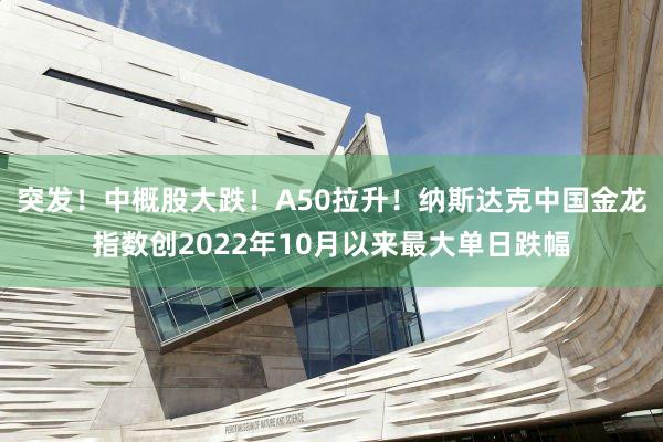 突发！中概股大跌！A50拉升！纳斯达克中国金龙指数创2022年10月以来最大单日跌幅